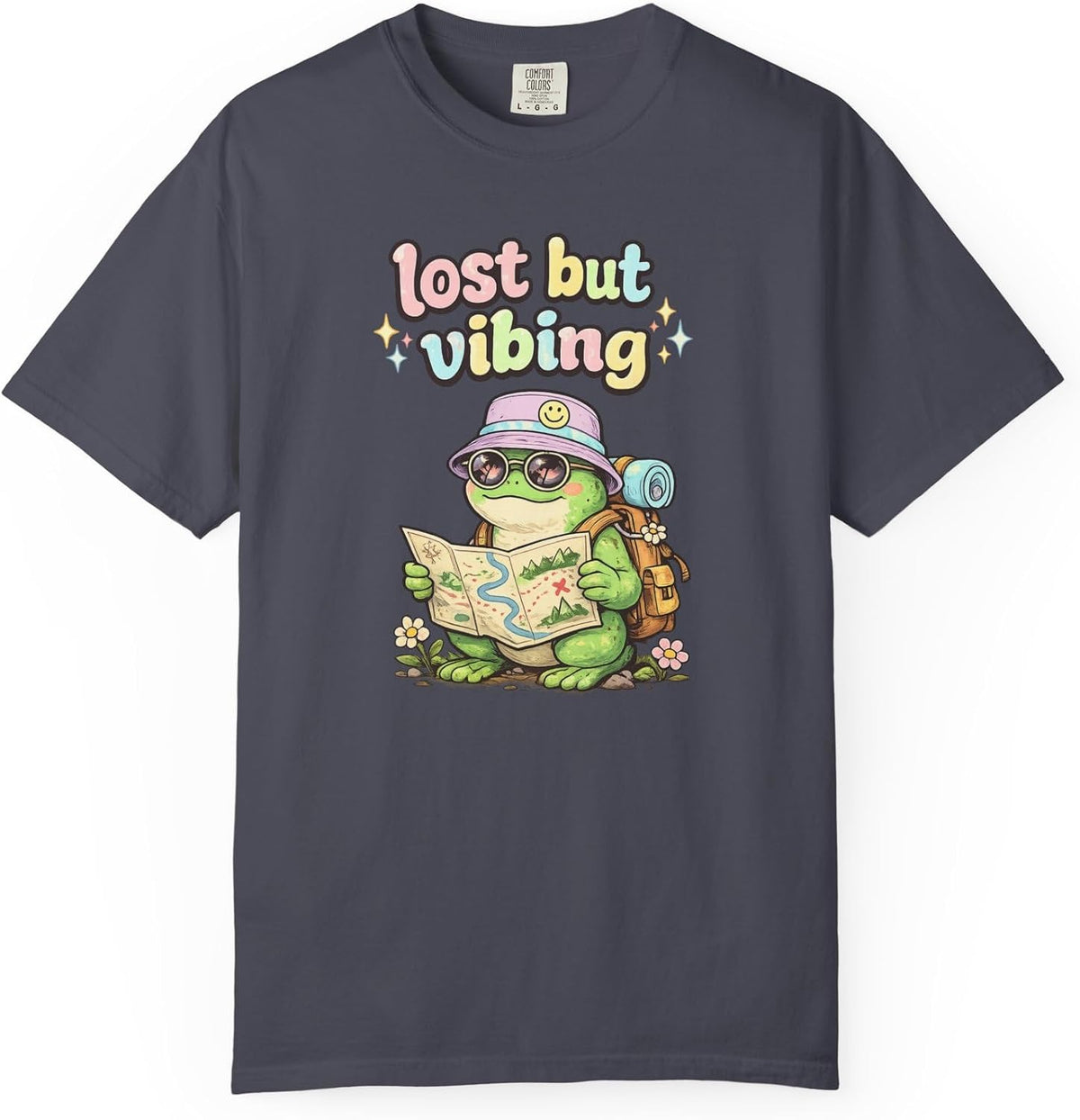 Lost But Vibing Tee in Graphite, front | Color: Graphite