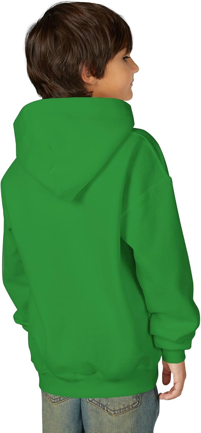 You Are Loved Youth Hoodie in Green, back view worn by kid | Color: Green