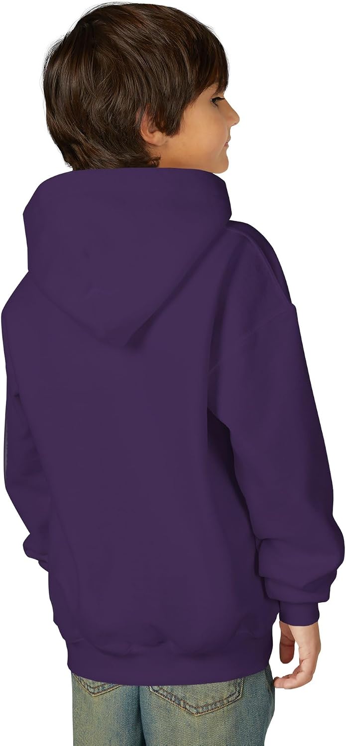 You Are Loved Youth Hoodie in Purple, back view worn by kid | Color: Purple
