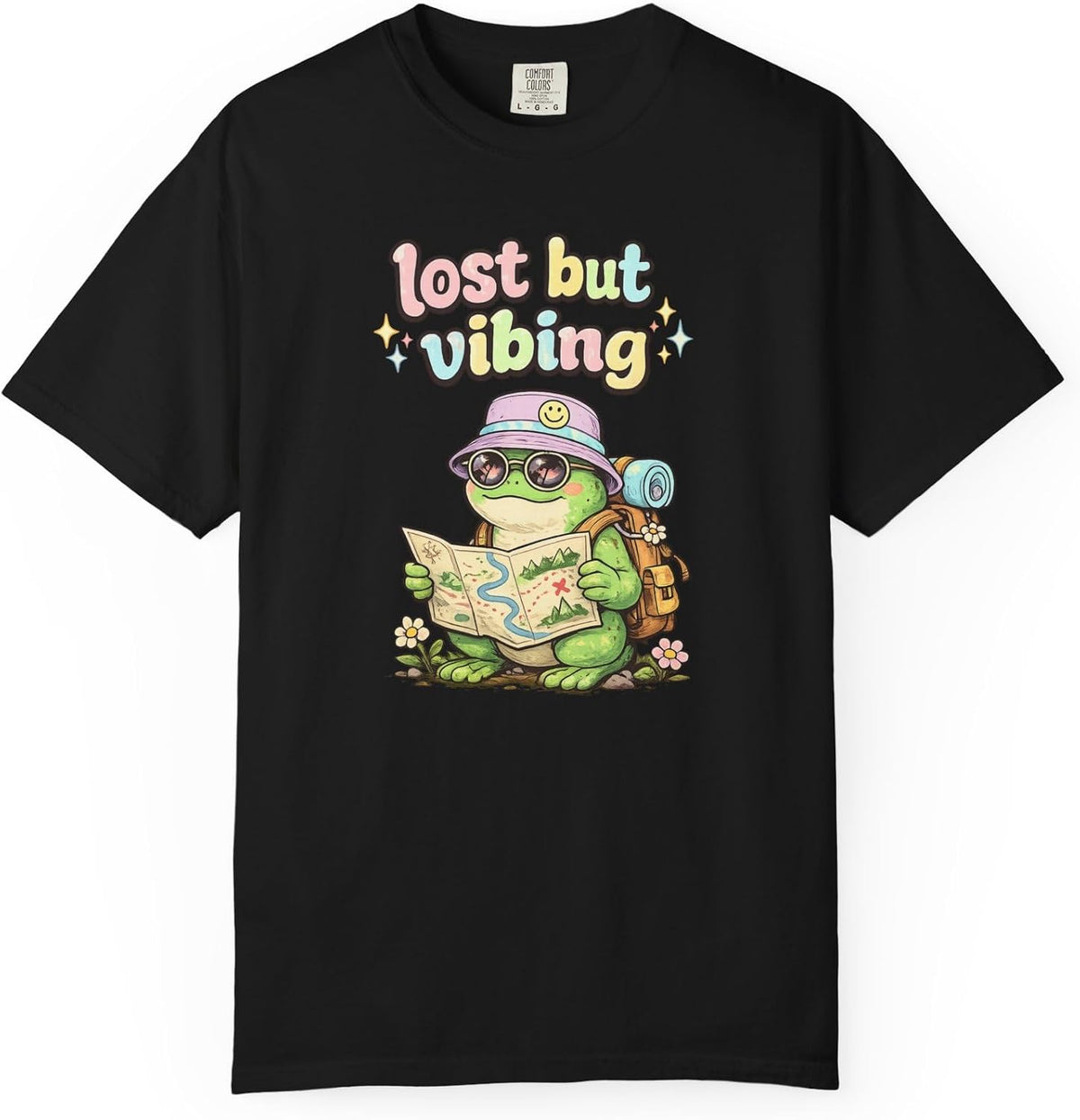 Lost But Vibing Tee in Black, detail | Color: Black