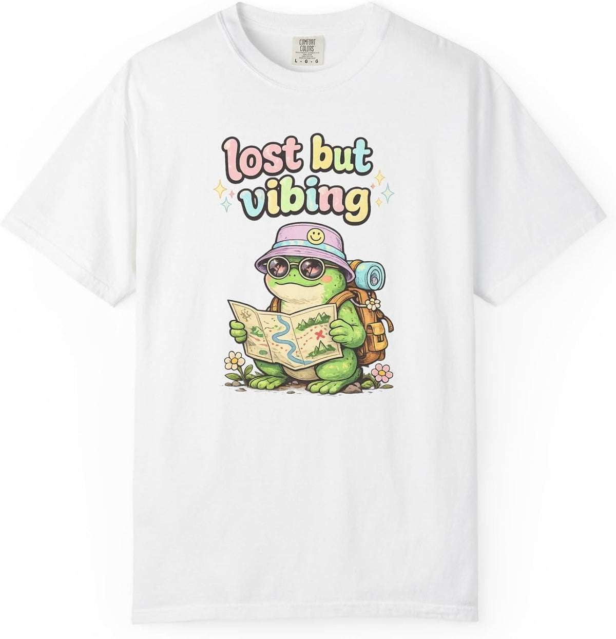 Lost But Vibing Tee in White, detail | Color: White