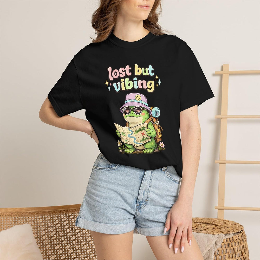 Lost But Vibing Tee in Black, worn by model | Color: Black